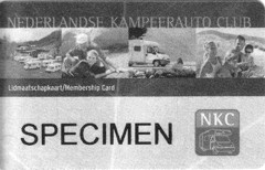 Nederlandse Kampeerauto Club card - face side